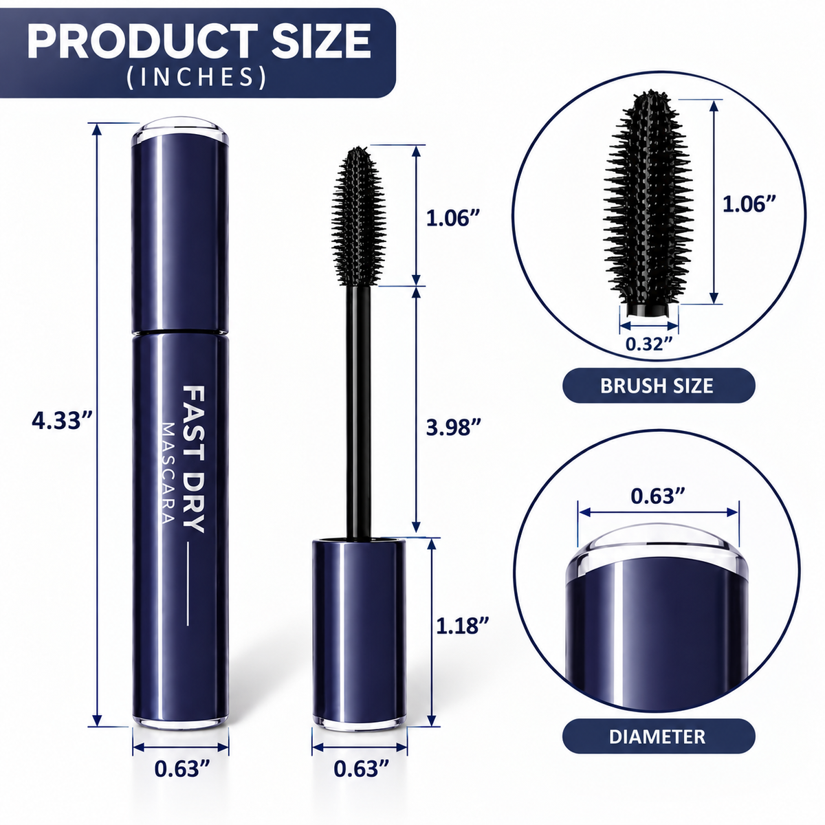Fast-Dry Volumizing Mascara – Lengthening Black Lash Makeup with Defined, Fuller-Looking Finish