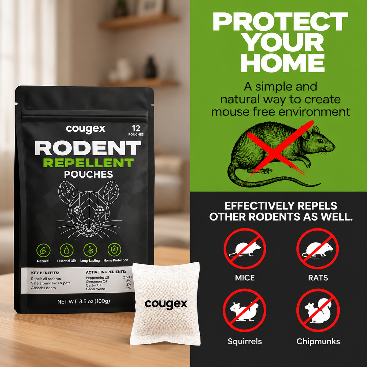 COUGEX® Natural Rodent Repellent Pouches